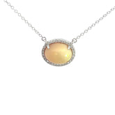 14k White Gold .15ct G SI1 Round Diamond Ethiopian Opal Pendant